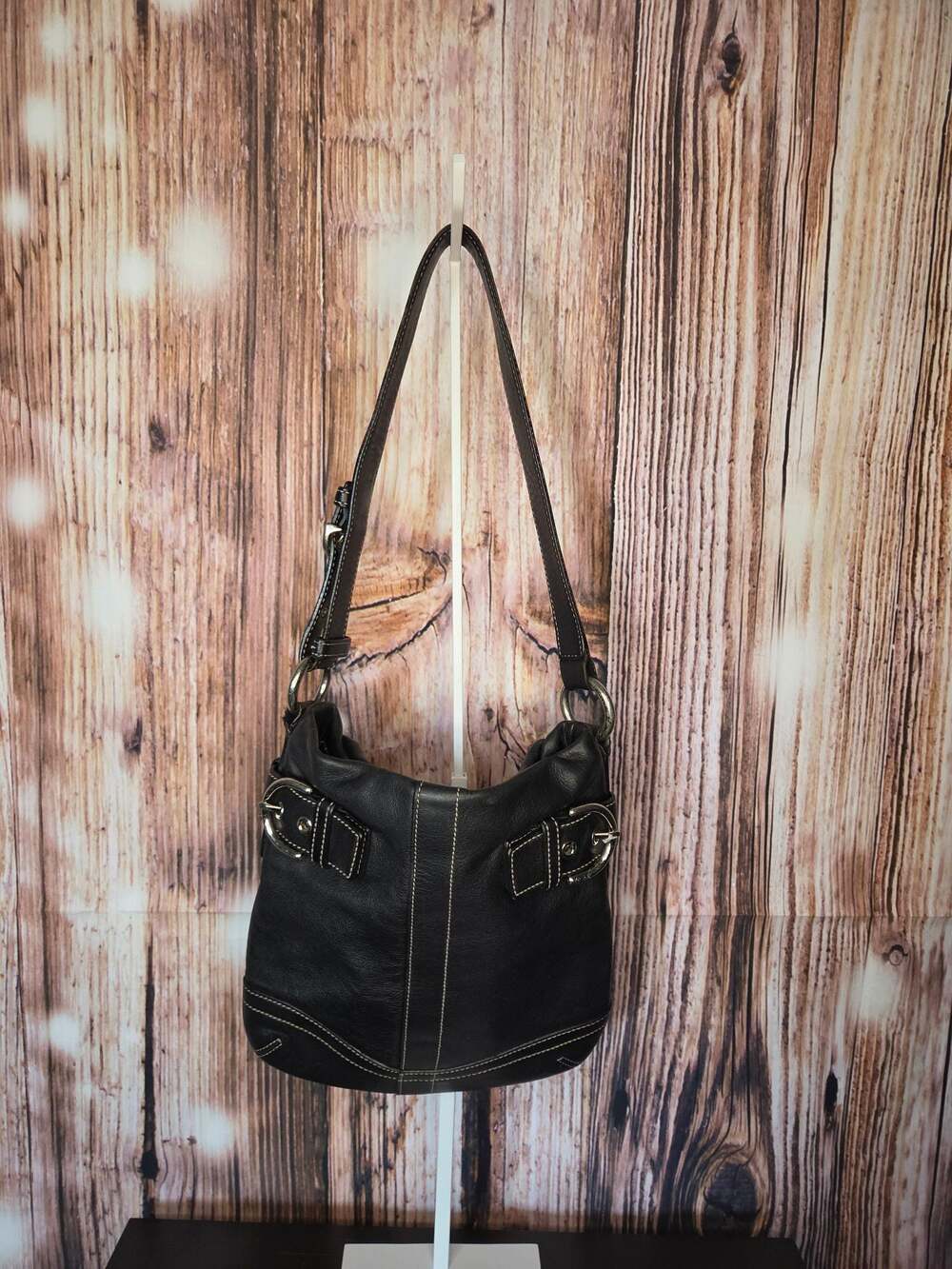 Coach Soho Black Leather Buckle Detail Duffle Shoulder Bag No. H05S-1453